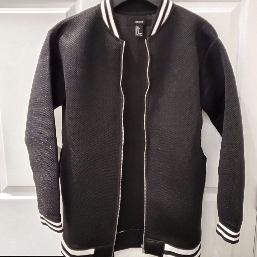 Forever21 Black Mesh Bomber Jacket Unisex US S
